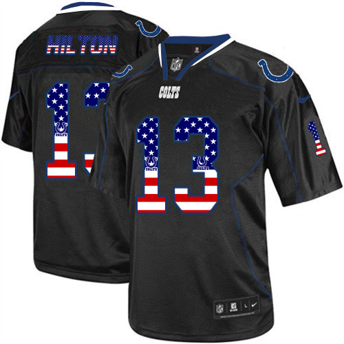 Men's Elite T.Y. Hilton Nike Jersey Black - #13 USA Flag Fashion NFL Indianapolis Colts